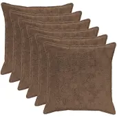 vidaXL Kussensloop 6 st HOUTEN Lichtbruin 65 x 65 cm Nep Konijnenbont