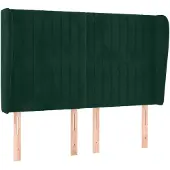 vidaXL Hoofdbord met randen 147x23x118/128 cm fluweel donkergroen