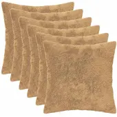 vidaXL Kussensloop 6 st HEERLEN Taupe 45 x 45 cm Nep Konijnenbont