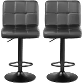 FURNIFY ASTA Barstoelen Set van 2 - Zwart Kunstleer - Draaibaar