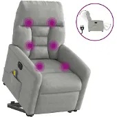 vidaXL Sta-op-massagestoel elektrisch microvezelstof lichtgrijs