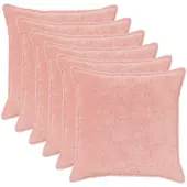 vidaXL Kussensloop 6 st HOUTEN Roze 80 x 80 cm Nep Konijnenbont