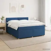 vidaXL Boxspringbed met matras met hoofdeinde Blauw 160 x 200 cm Stof
