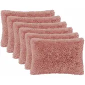 vidaXL Kussensloop 6 st HEERLEN Roze 50 x 75 cm PV Fleece