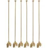 Ferm Living Oak Leaf cocktailprikkers 6-pack Messing