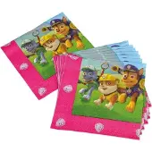 Tib - servetten Paw Patrol 33 cm papier roze 20 stuks - Servetten - Roze - Papier - 20 stuk(s)
