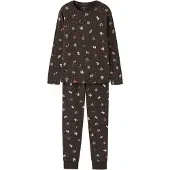 Name It Kids Nachtkledij 'NKNVismas' donkerbruin / spar / bloedrood / wit
