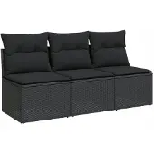 VMP Modulaire Loungeset Tuinbank - Zwart Technorattan - 3 Persoons