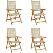 vidaXL Inklapbare stoelen 4 st verstelbaar beige