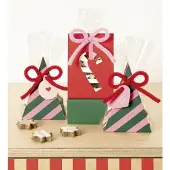 Folia gebaksverpakkingsset Sweet Christmas, transparant, roze en rood, 24-delig