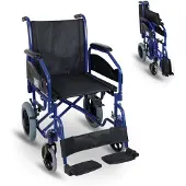 Mobiclinic Maestranza - Rolstoel Opvouwbare - Zitbreedte 45 cm - Travel rolstoel - Parkeerremmen - Staal - Afneembare voetsteunen - Opvouwbare en gevoerde armsteunen - Kleine wielen - Stevig - Zwart