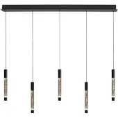 Steinhauer Alisio 4578ZW – Zwarte 5-lichts LED hanglamp met handgeblazen glas en Cable lift