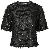 Pieces Pcerun Glitter Top Met Korte Mouwen Dames Zwart S