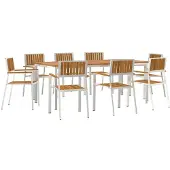 vidaXL Buiten Eettafel Set 9 st 200 x 90 x 75 cm
