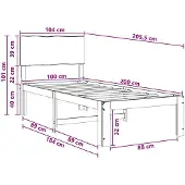 vidaXL Eenpersoonsbed met hoofdbord ROSTOCK Donkerbruin 100 x 200 cm