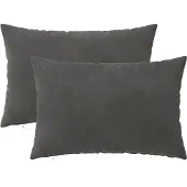 vidaXL Kussensloop 2 st HEERLEN Donkergrijs 50 x 75 cm fluweel