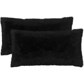 vidaXL Kussensloop 2 st HEERLEN Zwart 40 x 80 cm PV Fleece