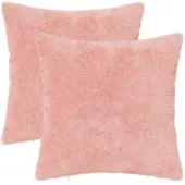 vidaXL Kussensloop 2 st HEERLEN Roze 35 x 35 cm Nep Konijnenbont