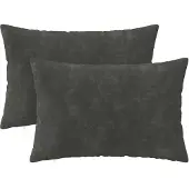 vidaXL Kussensloop 2 st HEERLEN Antraciet 40 x 60 cm Microfiber Fleece