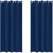 vidaXL Blackout Gordijnen met Ringen 2 st Donkerblauw 260 x 140 cm