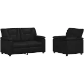 vidaXL Bankstel 2 pcs Zwart Kunstleer
