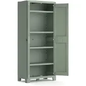 Keter Planet Outdoor Opbergkast hoog - 3 planken - 80x44x182cm - Grijs/Zwart