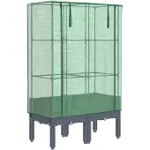 vidaXL Verhoogde tuinbed met kasopbouw, rattanlook, 80x40x140 cm