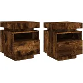 vidaXL Nachtkastjes met LED 2 st 40x39x48,5 cm gerookt eikenkleurig