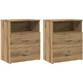 vidaXL Nachtkastjes 2 st 50x32x60cm bewerkt hout artisanaal eikenkleur