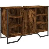 vidaXL Wastafelonderkast, gerookt eikenfineer, 91x35x60 cm, houtvezelplaat