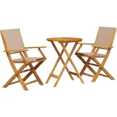 vidaXL 3-delige bistroset, taupe kleur, met stoffen bekleding en massief hout