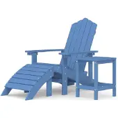 vidaXL Adirondack-tuinstoel met voetenbankje en tafel, HDPE, aquamarijn