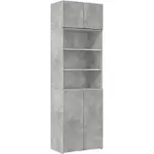 vidaXL Opbergkast 70x42,5x225 cm bewerkt hout betongrijs