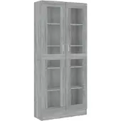 vidaXL Vitrinekast 82,5x30,5x185 cm bewerkt hout grijs sonoma eiken