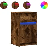 vidaXL nachtkastje met LED-verlichting bewerkt hout gerookt eikenkleur