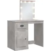 vidaXL Schminktafel met LED-verlichting, betonkleur, 90x42x132,5 cm