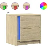 vidaXL Nachtkastjes met LED-verlichting 2 st bewerkt hout sonoma eiken