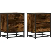vidaXL Nachtkastjes 2 st 40x31x50 cm bewerkt hout gerookt eikenkleurig
