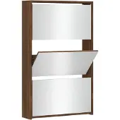 vidaXL Schoenenkast met spiegel 3-laags 63x17x102,5 cm bruineiken