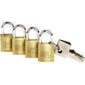 Burg wachter 4er Set Quadro 222 15 SB Hangslot Gelijksluitend Messing Sleutelslot