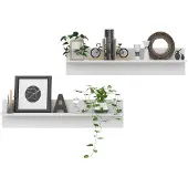 vidaXL Wandschappen 2 st 80x11,5x18 cm bewerkt hout wit