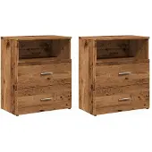 vidaXL Nachtkastjes 2 st 50x32x60 cm bewerkt hout oud houtkleurig