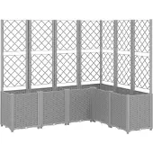 vidaXL Plantenbak met latwerk 160x120x140 cm polypropeen lichtgrijs