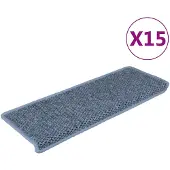 vidaXL Trapmatten zelfklevend 15 st sisal-look 65x21x4 cm blauw