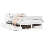 vidaXL Bedframe zonder matras massief grenenhout wit 135x190 cm