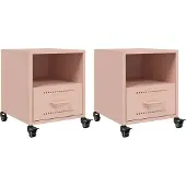 vidaXL Nachtkastjes 2 st 36x39x43,5 cm staal roze