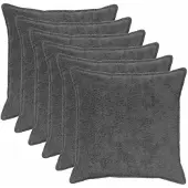 vidaXL Kussensloop 6 st HOUTEN Donkergrijs 60 x 60 cm Nep Konijnenbont