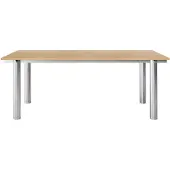 Ferm Living Atura eettafel Brushed stainless steel-natural oak, 90x200 cm