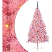 vidaXL Kunststof Voorverlichte Kerstboom met 300 LED Roze 210 cm PVC