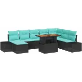 vidaXL Tuinset, 9-delig, zwart en teal